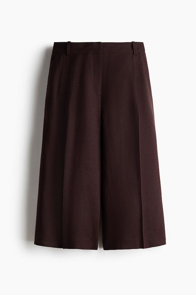 Wide-Leg Linen-Blend Culottes - Dark brown/Beige/Black - 1