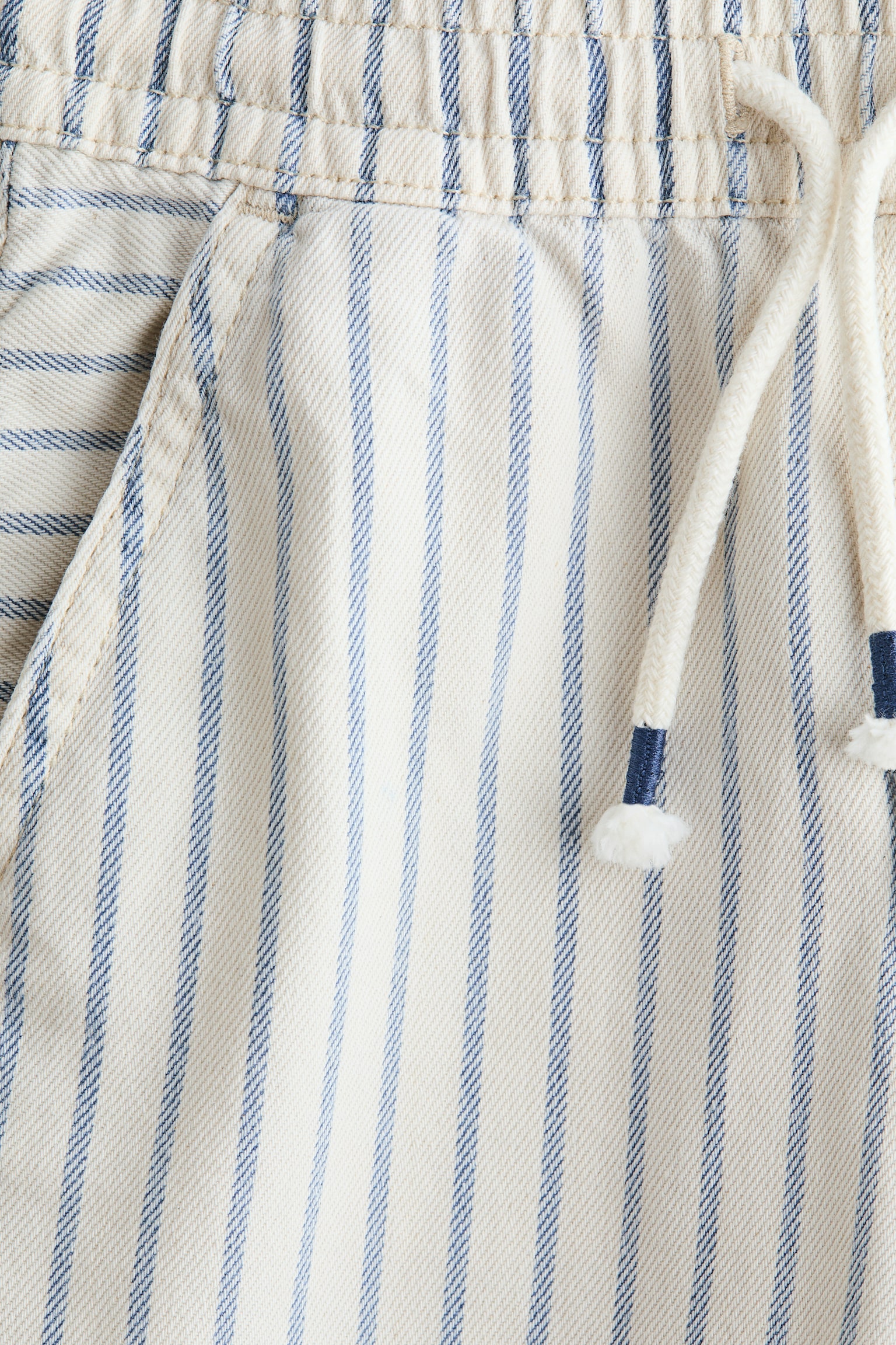 מכנסי טוויל עם גומי - קרם/פסים - 6