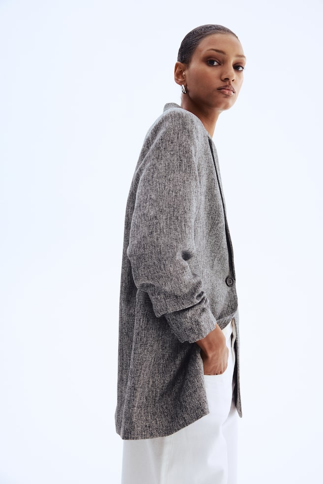 Blazer à manches froncées - Gris chiné - 1