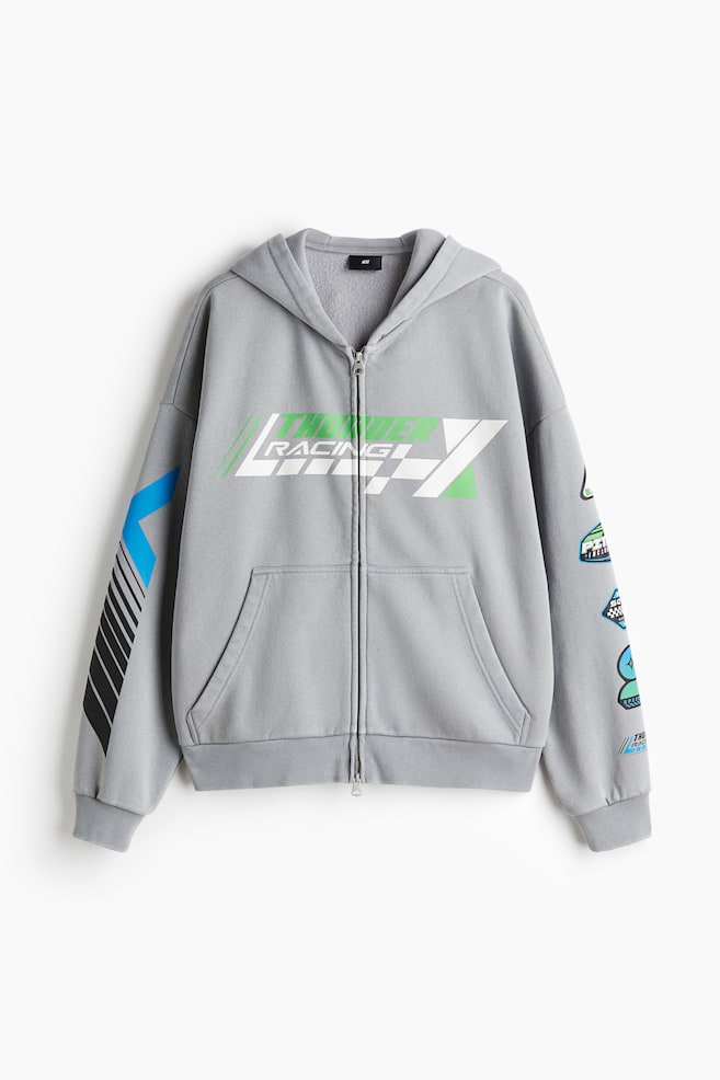 Veste à capuche zippée Oversized Fit - Gris/Thunder Racing - 1