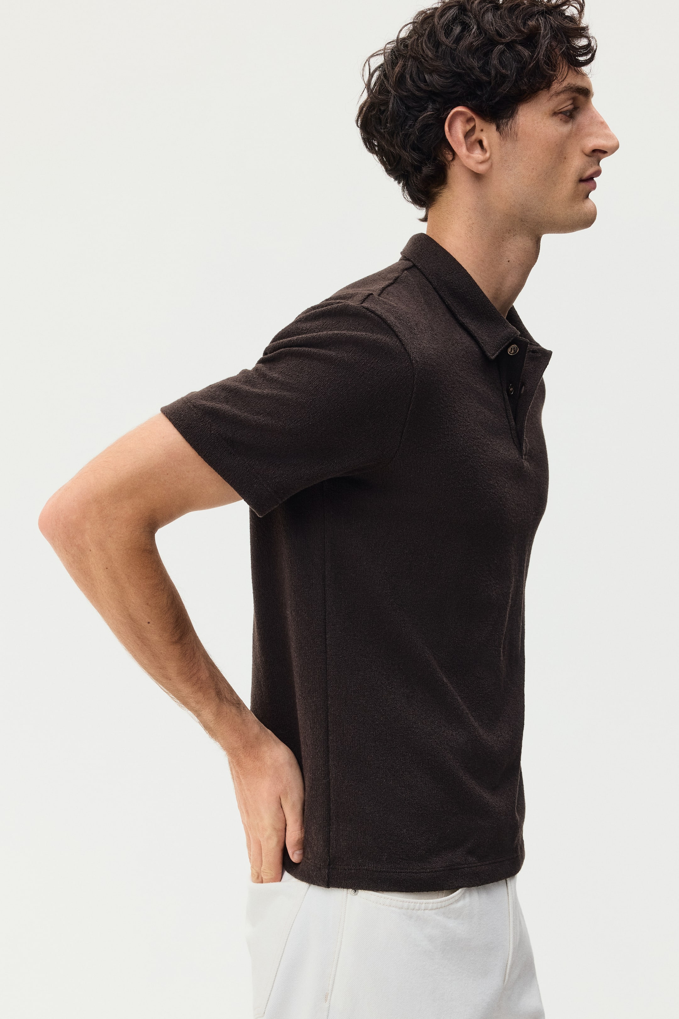 View larger image: Regular Fit Polo shirt - Dark brown - Men | H&M US 3