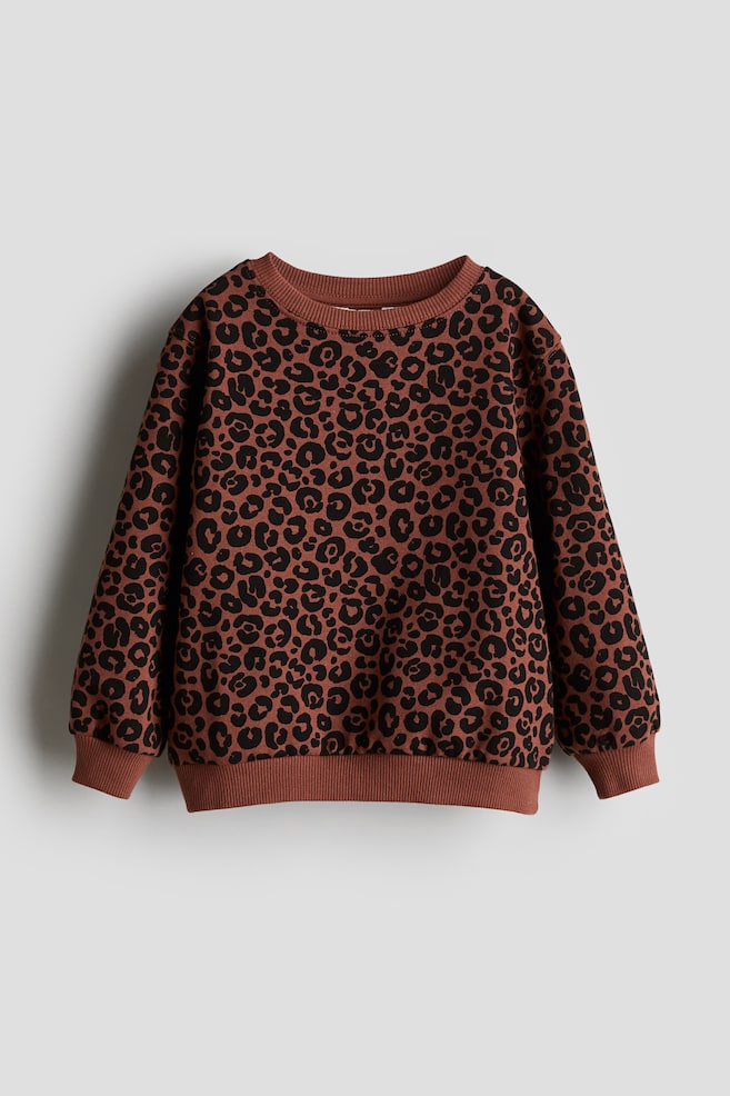 Sweatshirt - Brown/Leopard-print/Light grey/Patterned - 1