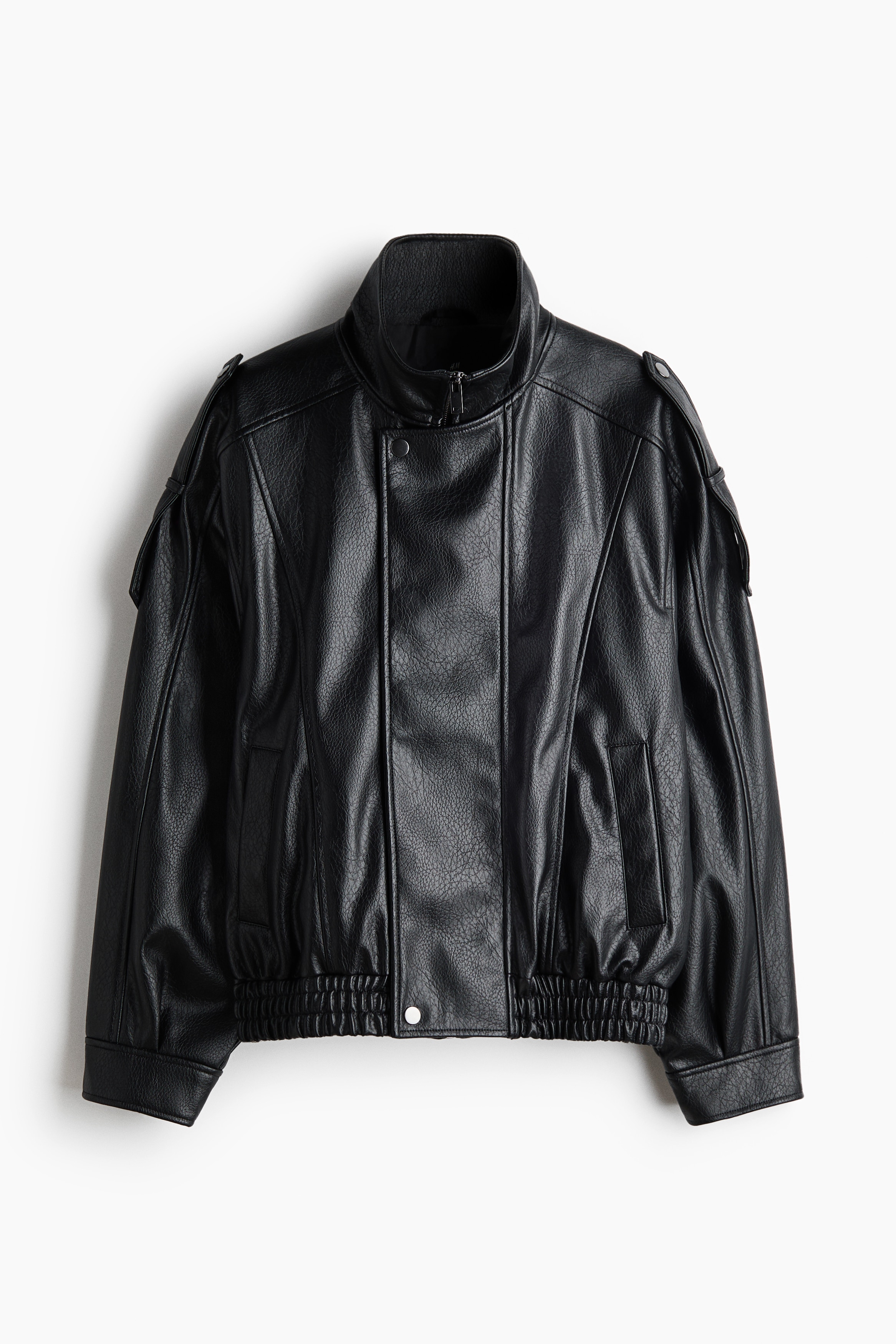 Coated biker jacket - Black