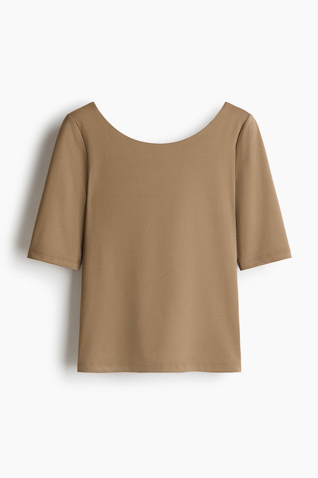 Ballerina-Neckline Top - Dusty khaki green/Dark red - 1