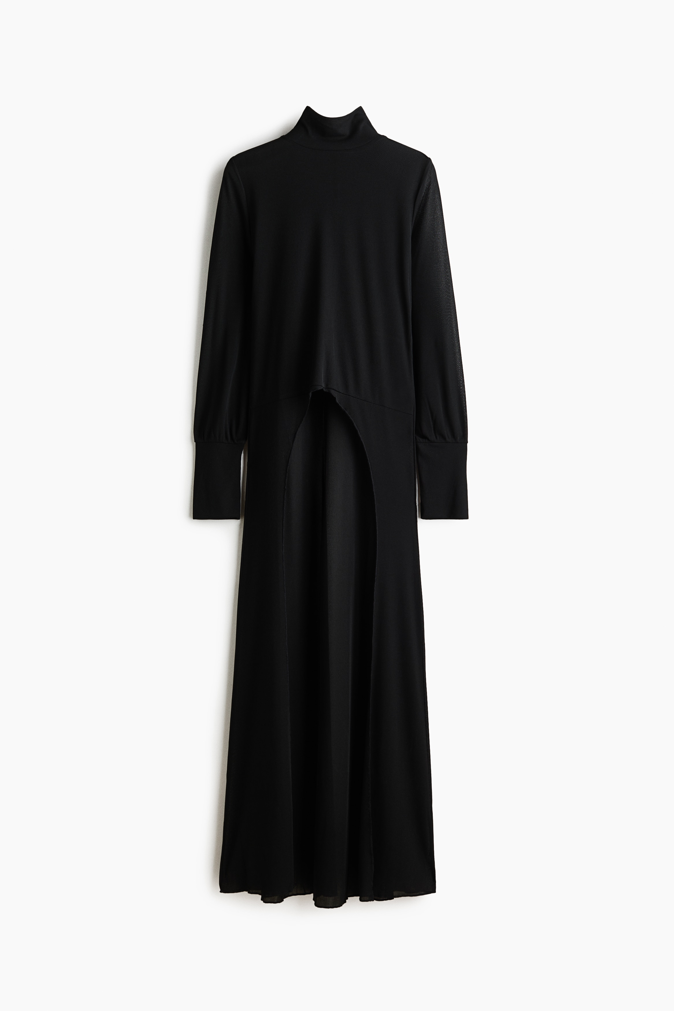 High-low turtleneck top - Black