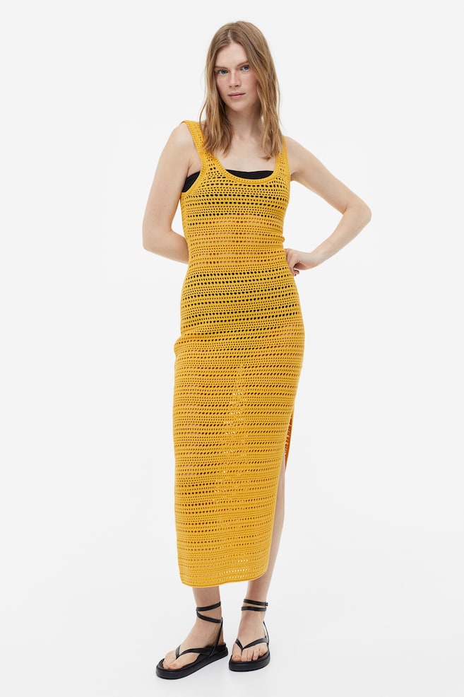 Crochet-look dress - Yellow/Cream - 1