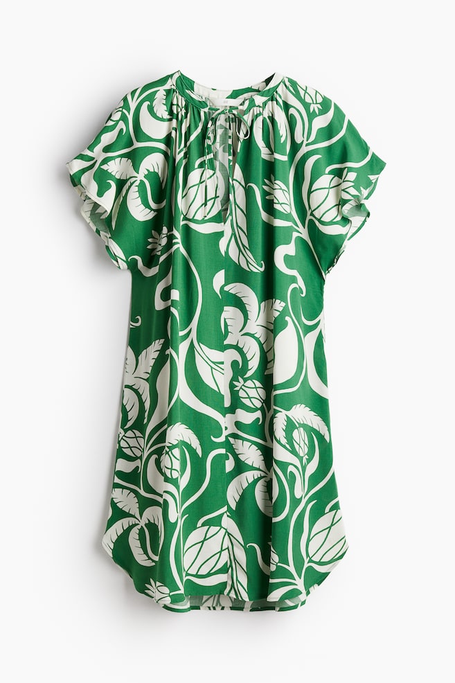 Tie-detail dress - Green/Patterned - 1