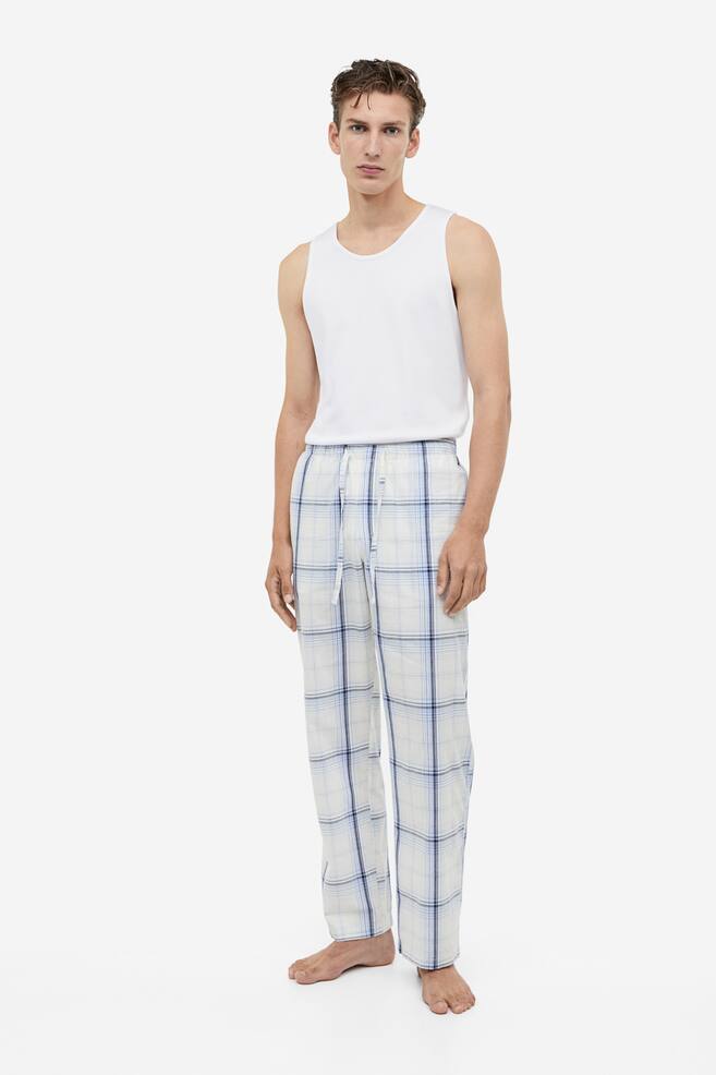 Relaxed Fit Pyjama bottoms - Light blue/Checked/Dark grey/Checked/Dark green/Pinstriped - 1