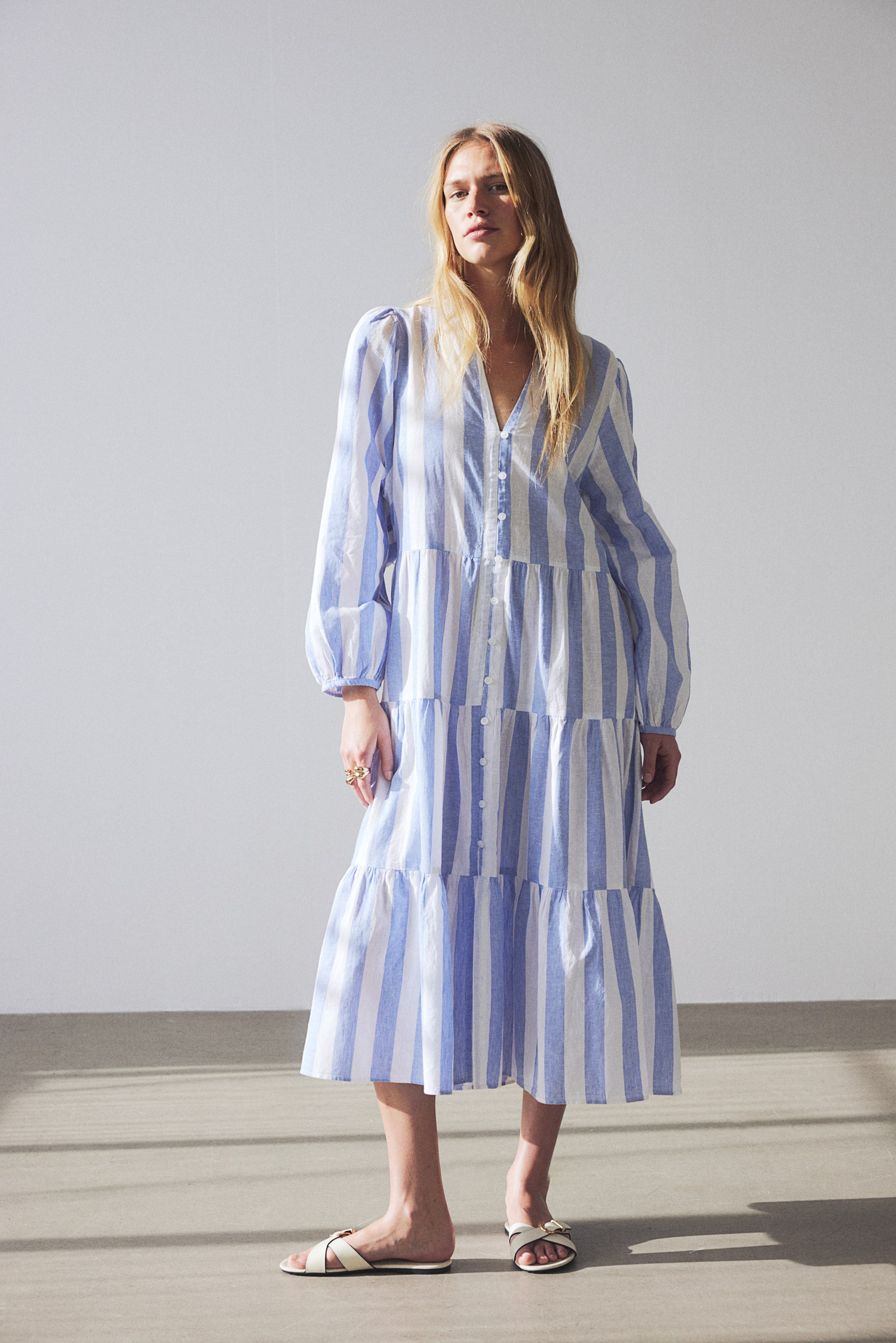 Tiered Linen-blend Dress