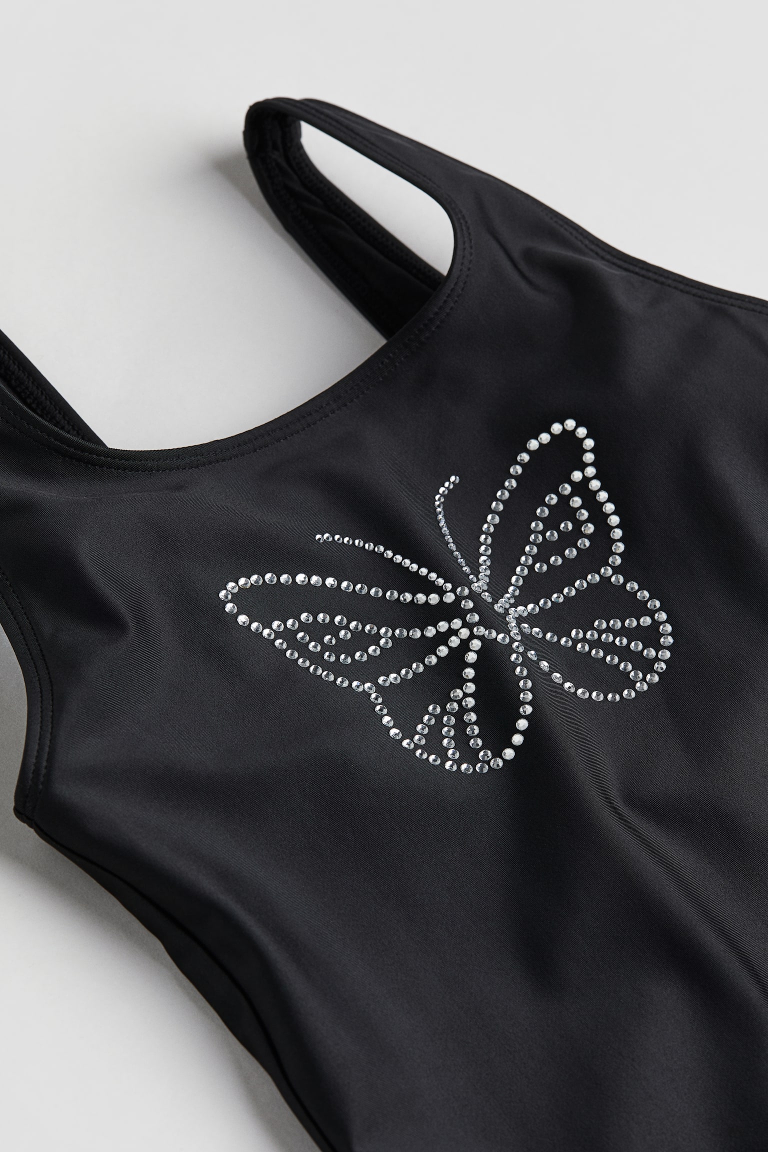 Rib Swimsuit - Black/Butterfly/Light blue/Black - 2