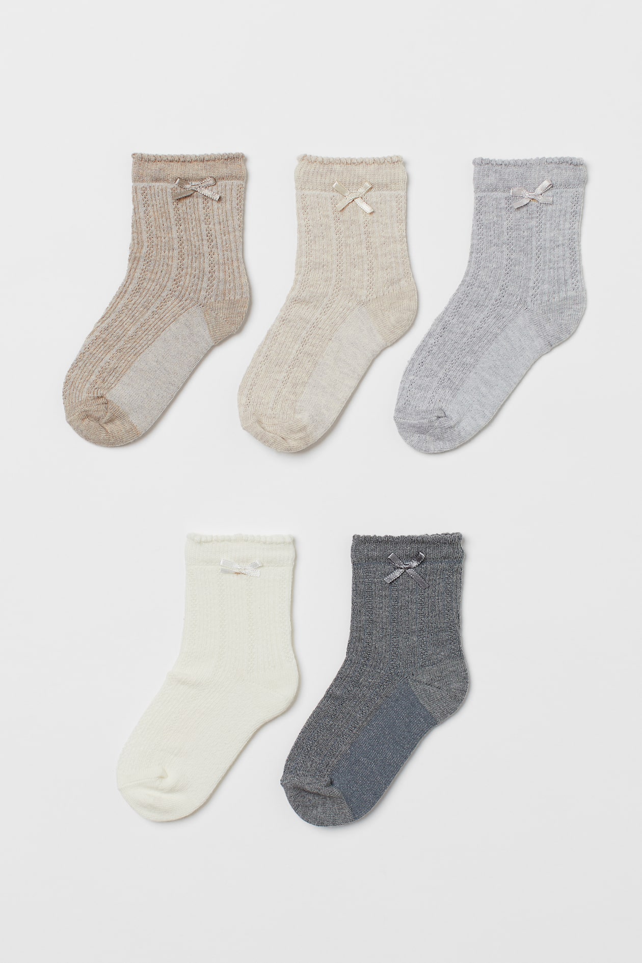 5-pack Socks - Gray melange/bow - Kids | H&M US