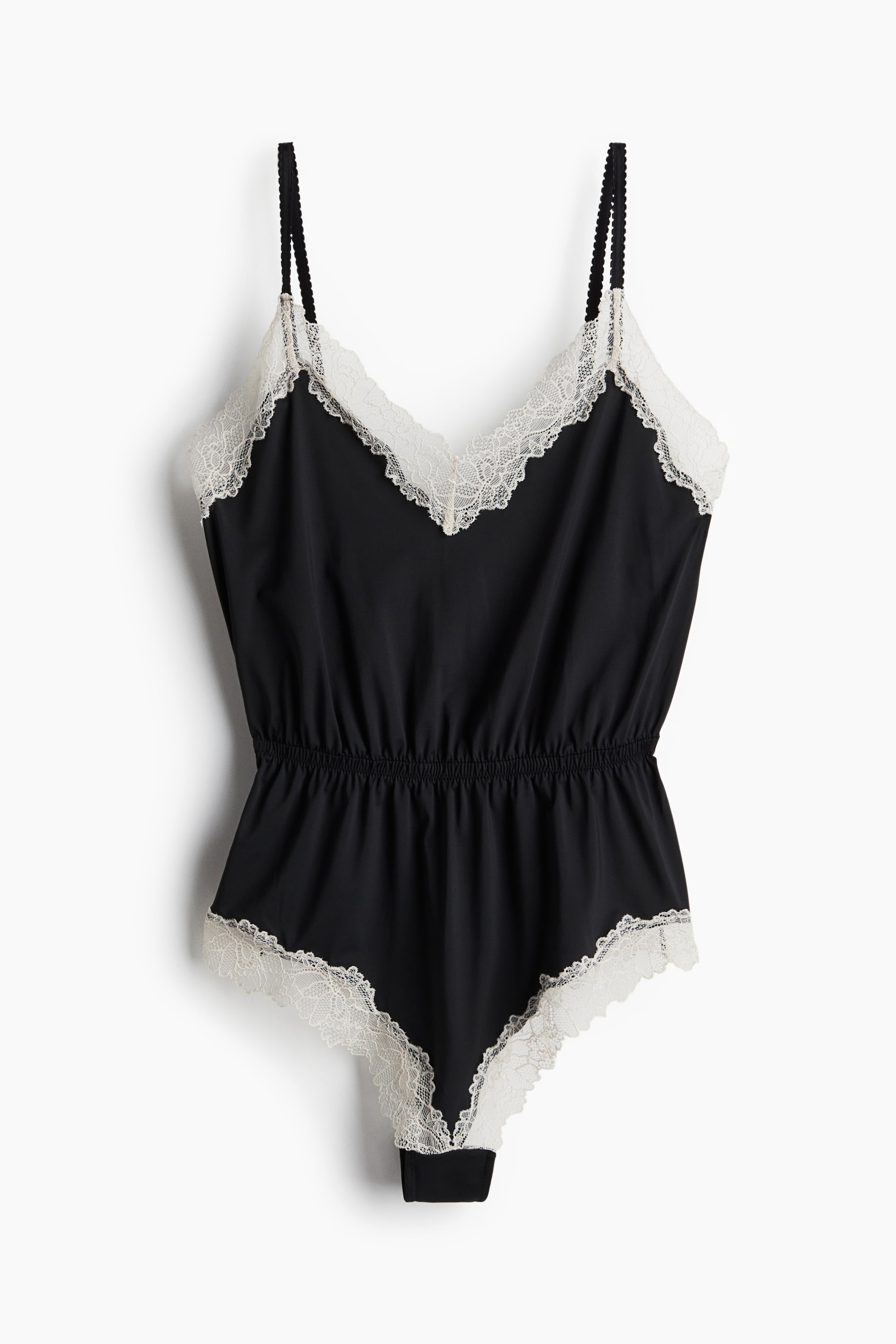 Lace-Trimmed Microfiber Bodysuit