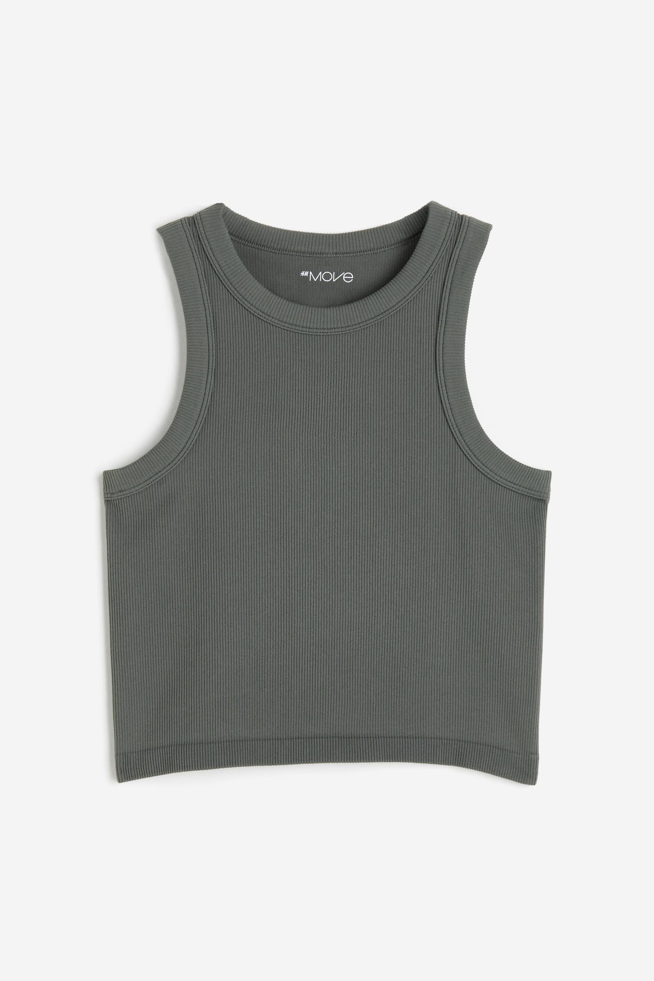Xem ảnh lớn hơn: Áo ba lỗ thể thao vải DryMove™ không đường may - Màu xanh kaki đậm - Ladies | H&M VN 1