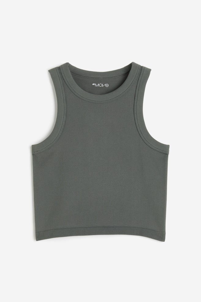 DryMove™ Seamless Sports vest top - Dark khaki green/Black/White/Light yellow - 1