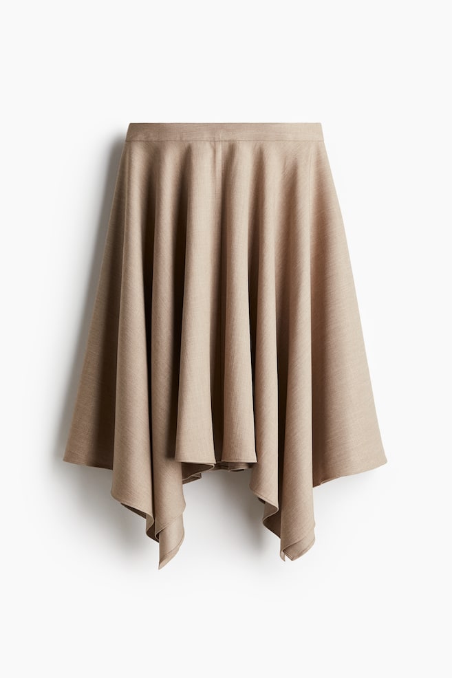 Asymmetric-hem skirt - Light beige marl - 1