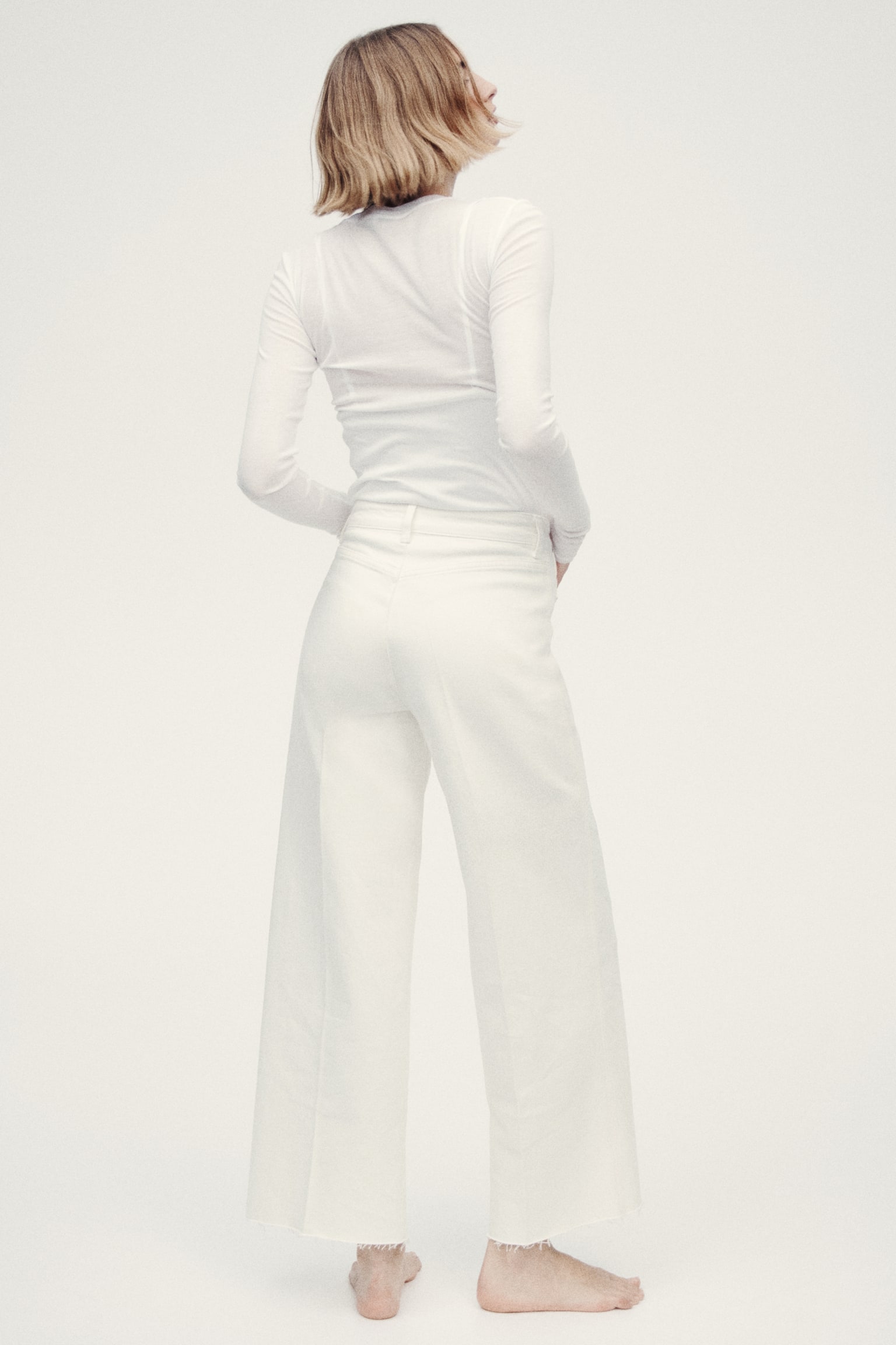 Wide High Waist Ankle Jeans - לבן/כחול ג'ינס בהיר/אדום עז/כחול ג'ינס כהה/כחול ג'ינס/כחול נייבי ג'ינס - 4