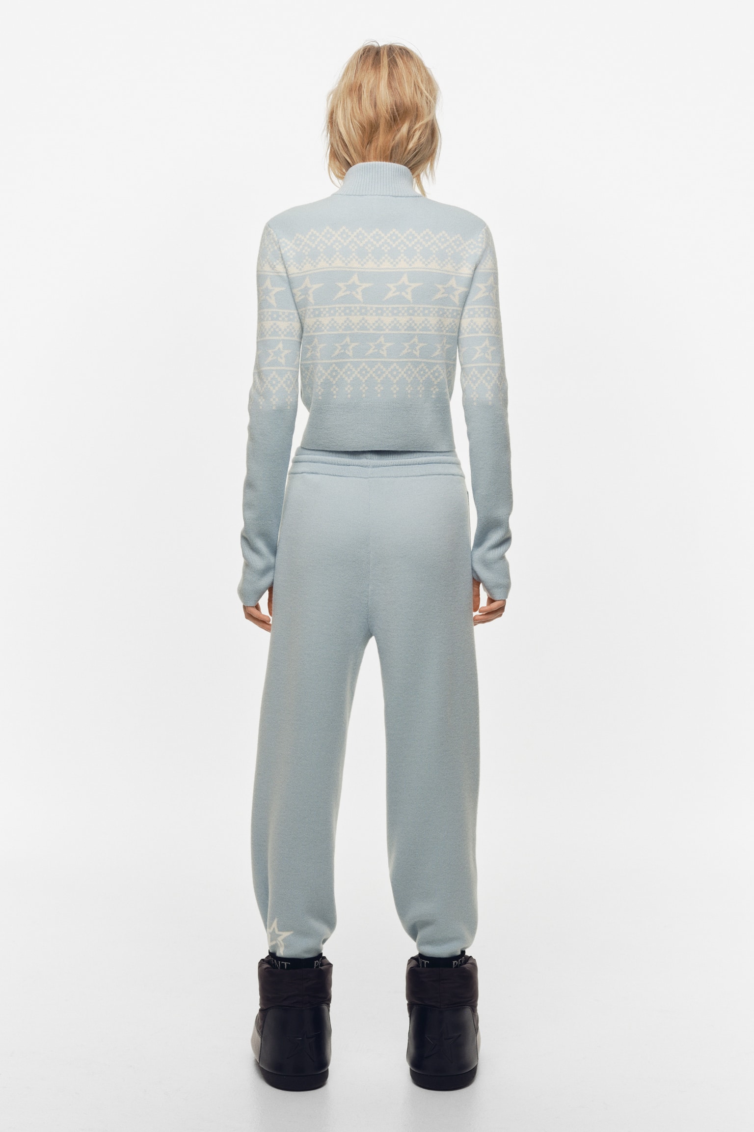 Jacquard-knit merino wool jumper - Light blue - 4
