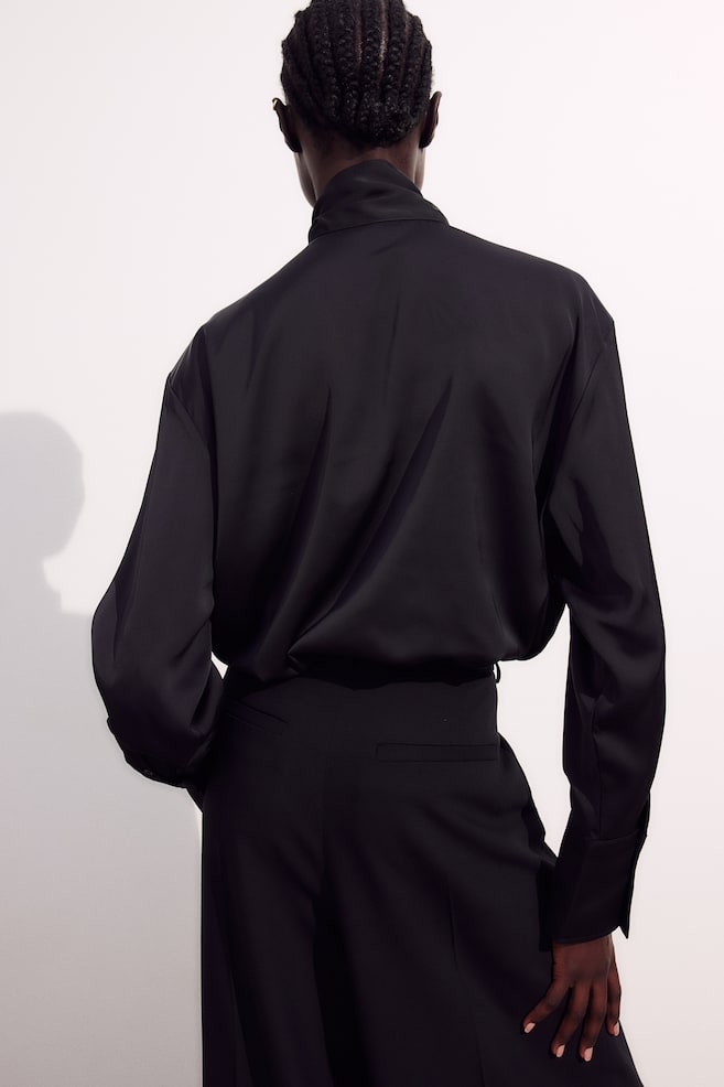 Tie-detail blouse - Black/White - 5