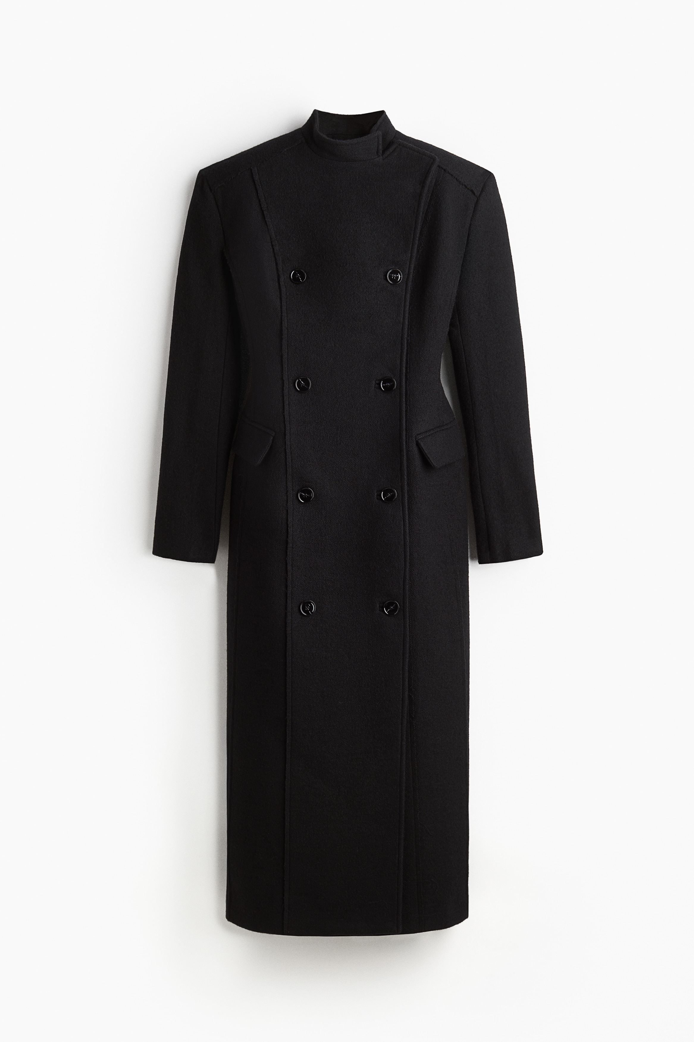 Long wool-blend coat - Black