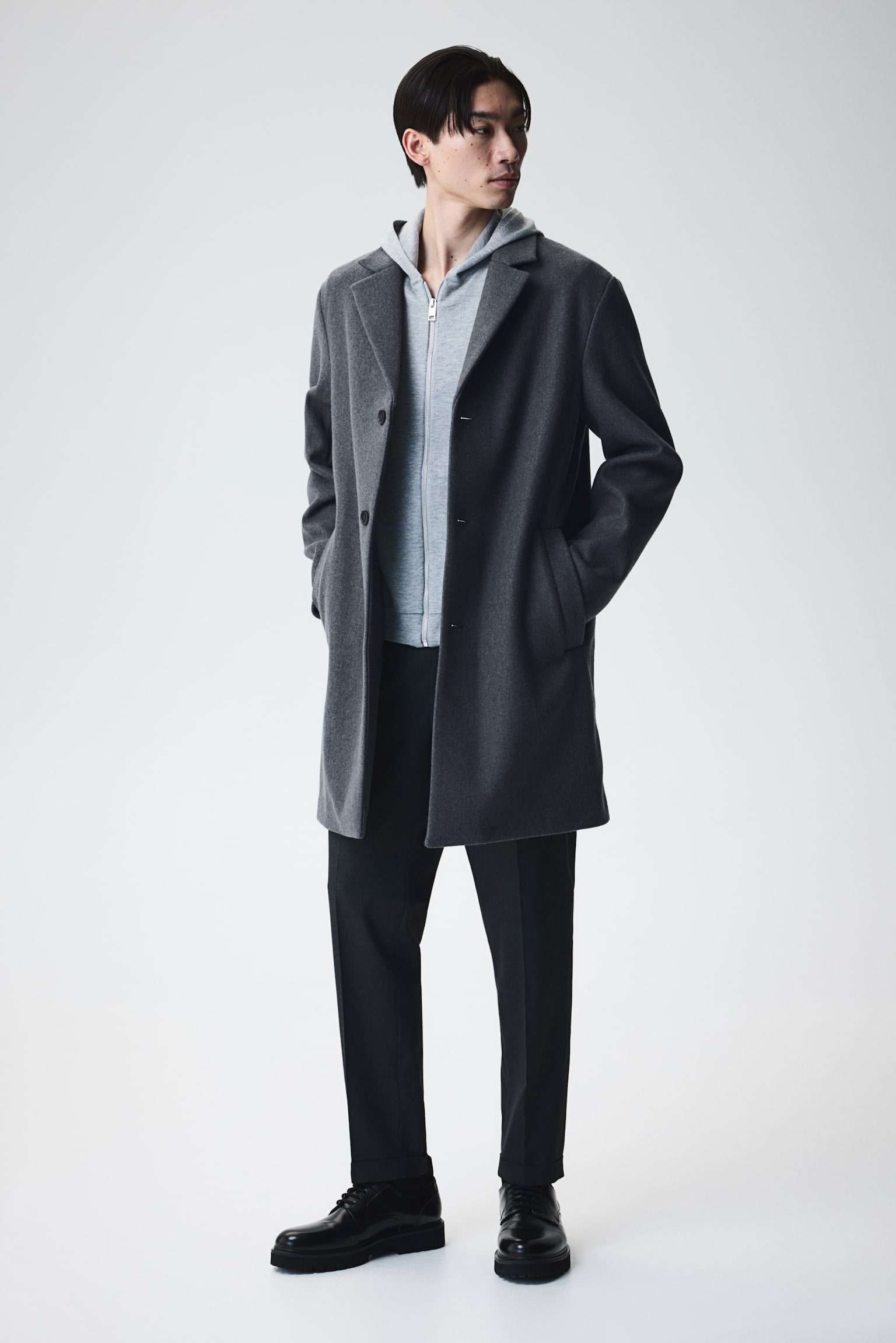 Slim Fit Wool-blend coat - Dark grey/Beige/Black/Navy blue - 6