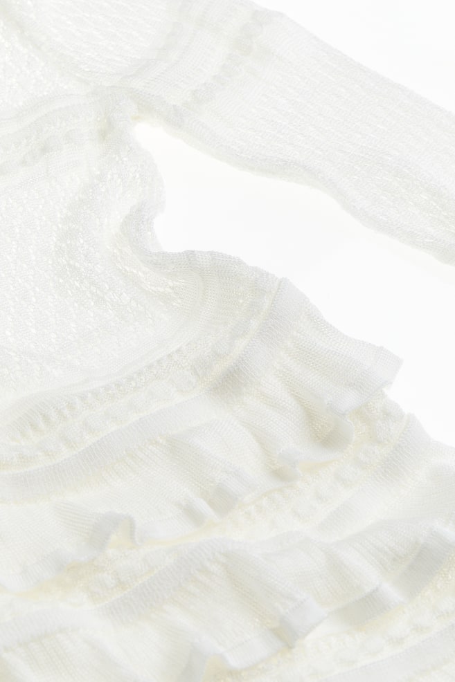 Pullover in maglia traforata - Bianco - 2