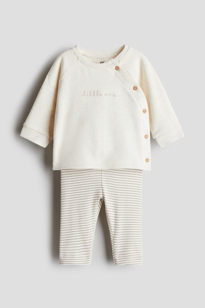2-piece cotton set - Natural white/Striped/Light dusty turquoise/Hello!/Beige/Teddy bears/Cream/You And Me/White/My Little Heart/Light beige/Hello/Light beige/Floral - 1