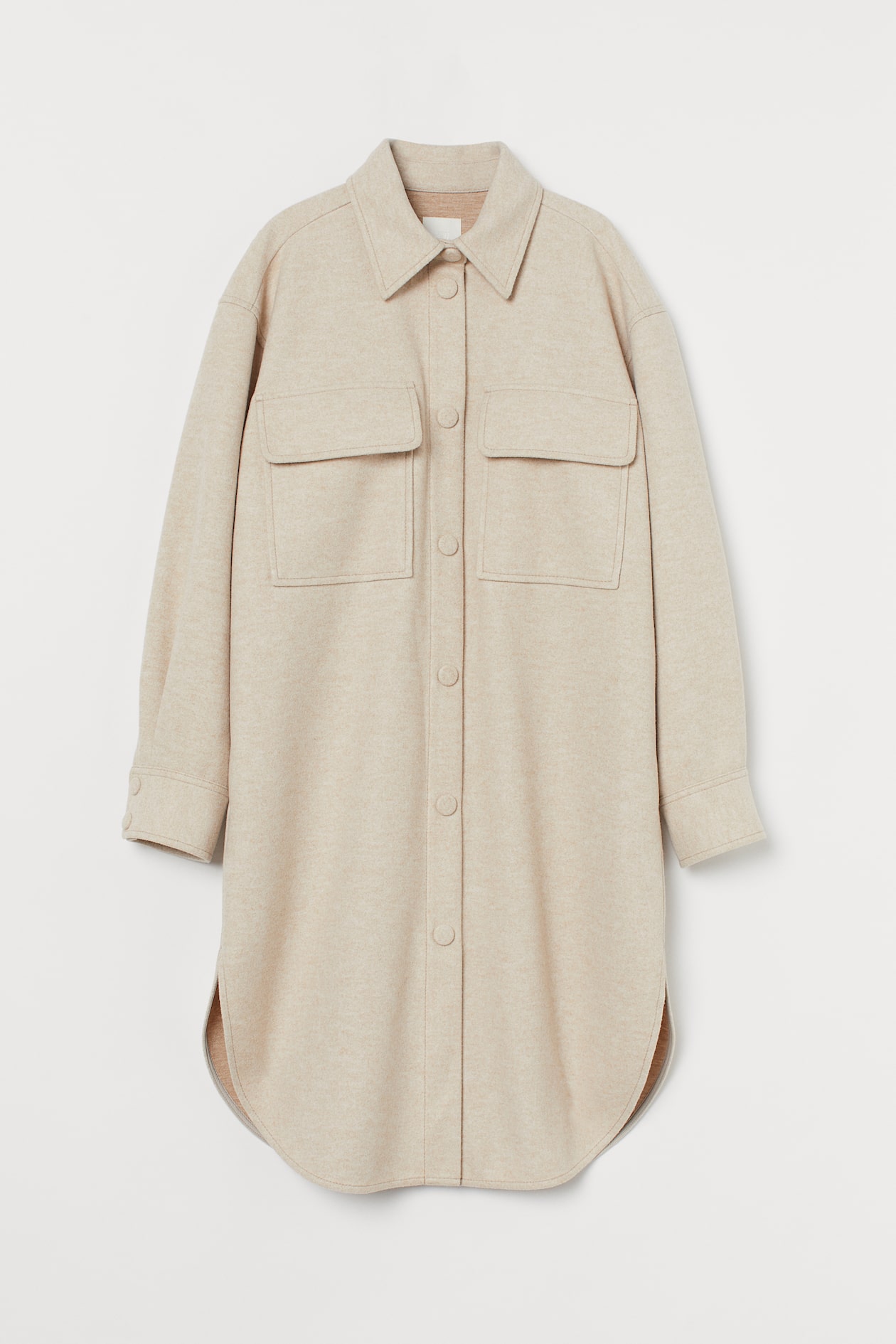 Long Shirt Jacket - Long sleeve - Light beige melange - Ladies | H&M US