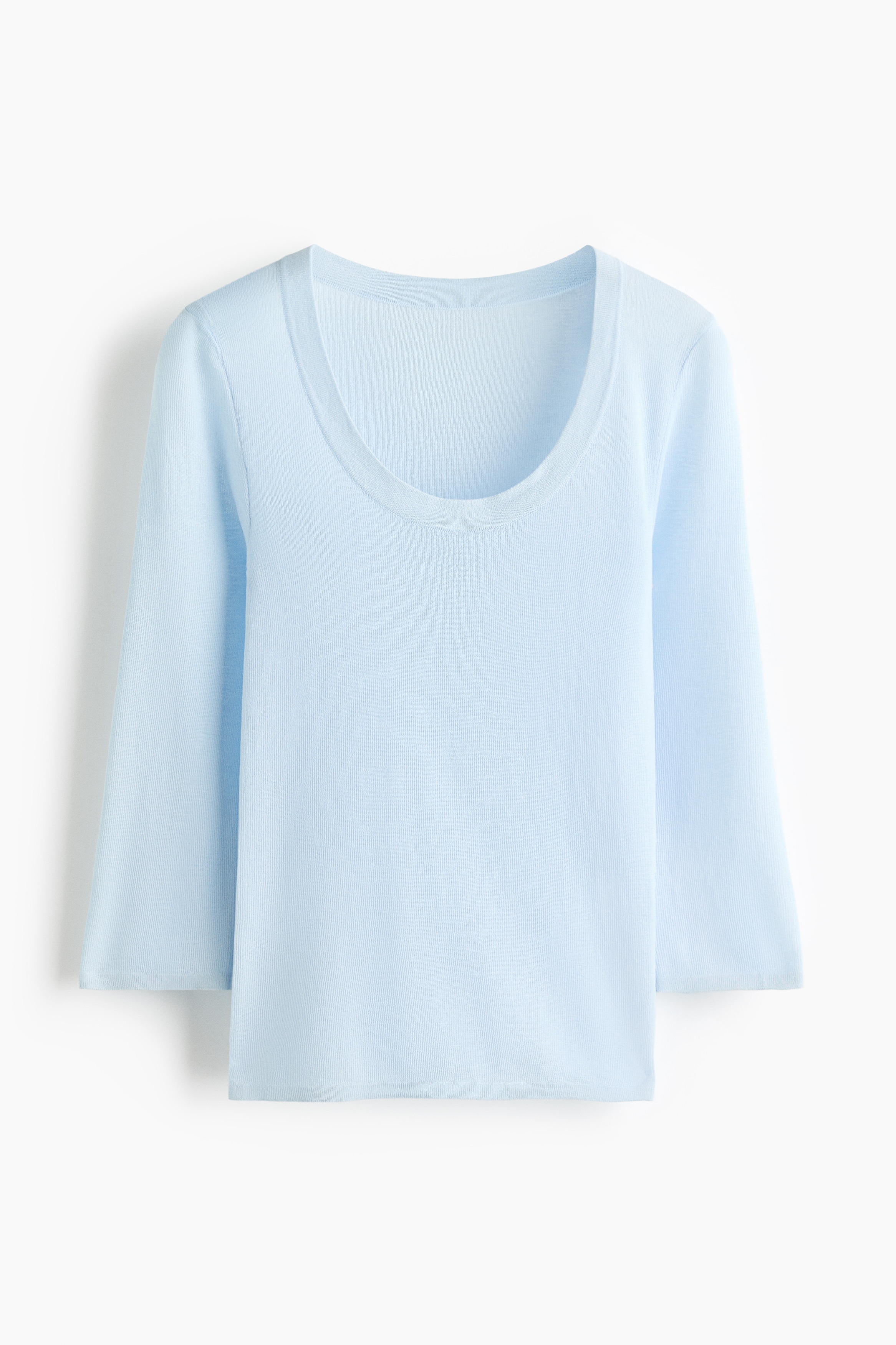 Top de punto con escote en U - Azul claro/Amarillo claro