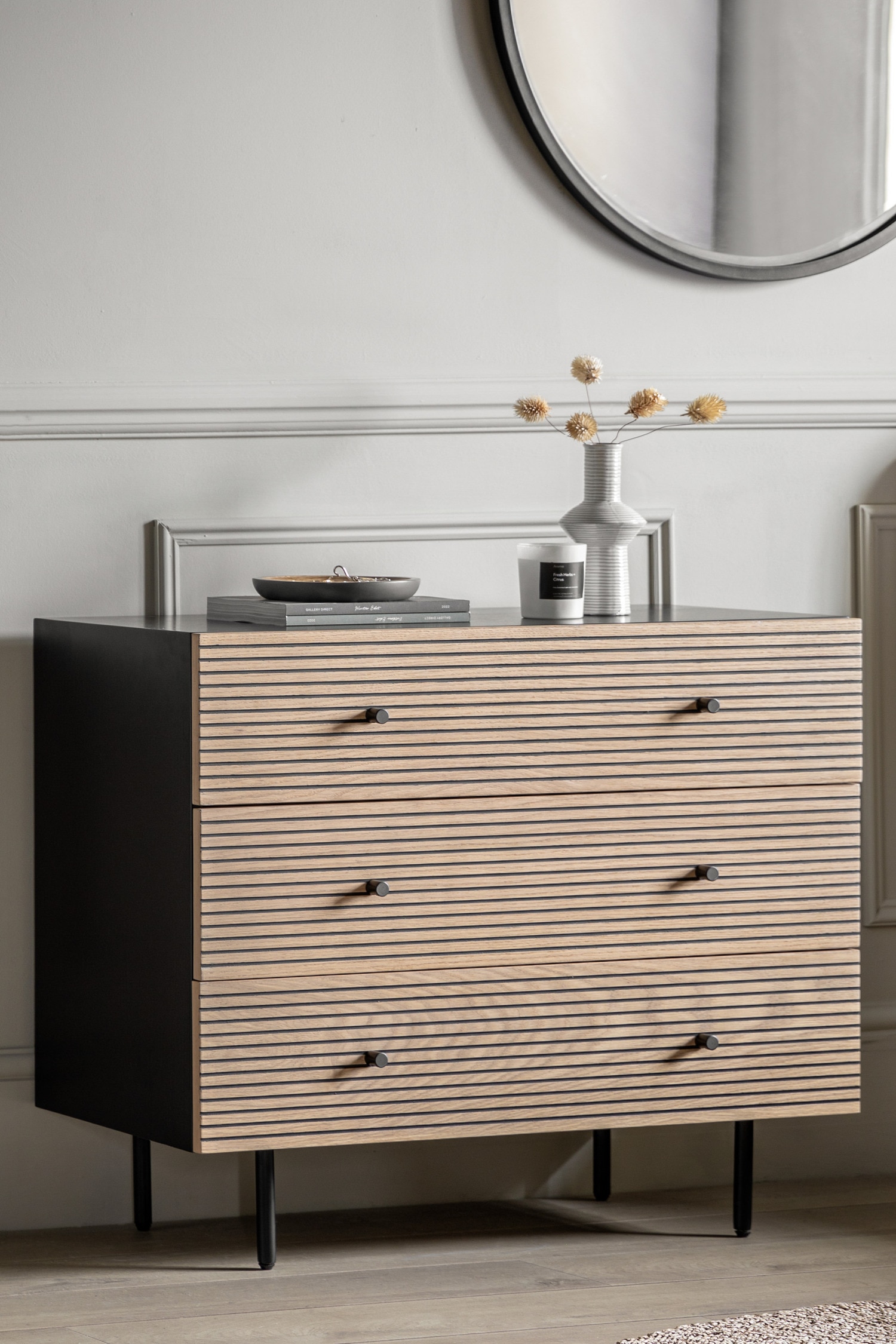 3 Drawer Linear Chest Of Drawers - Black