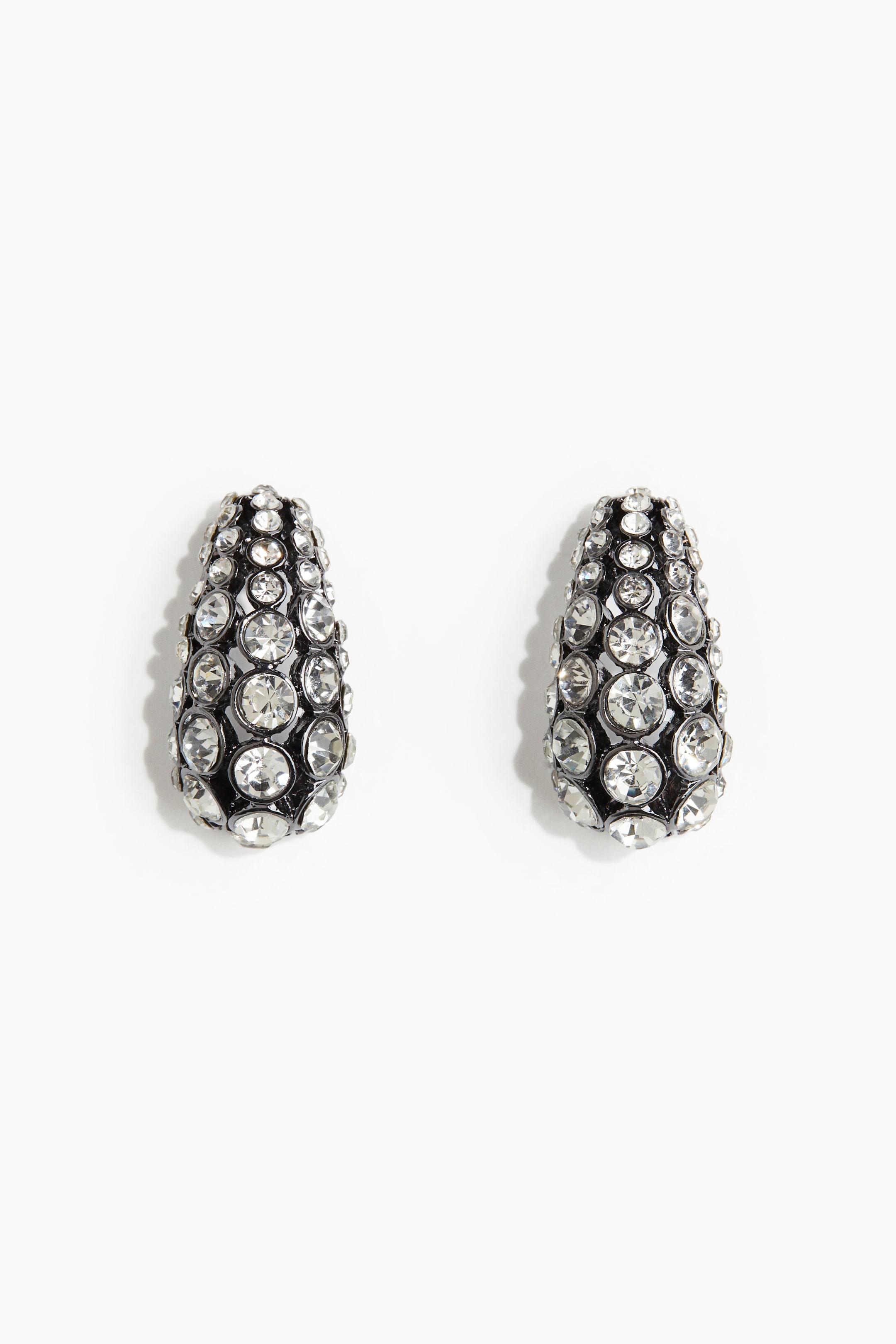 Rhinestone-Embellished Dome Earrings