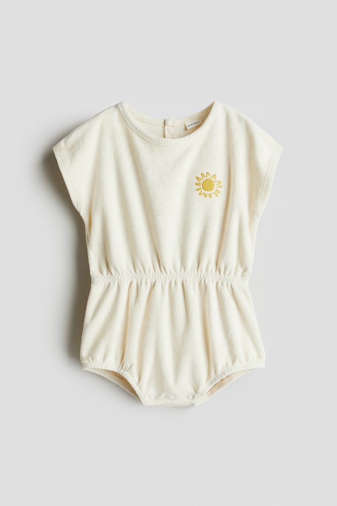 Barboteuse en tissu éponge - Crème/soleil/Beige/fleur - 1