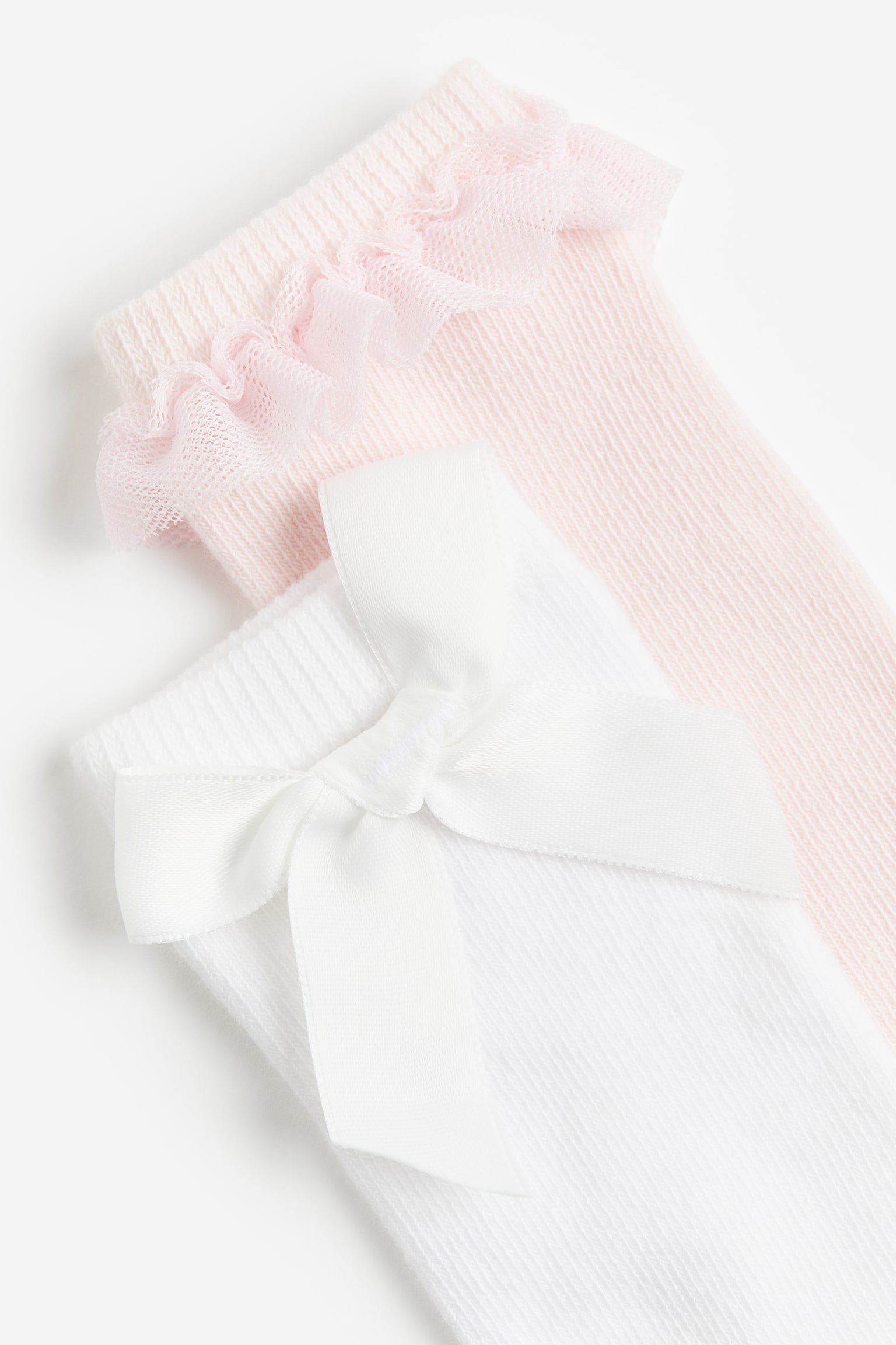 2-pack Knee Socks - Light pink/White/Light grey marle/White - 2