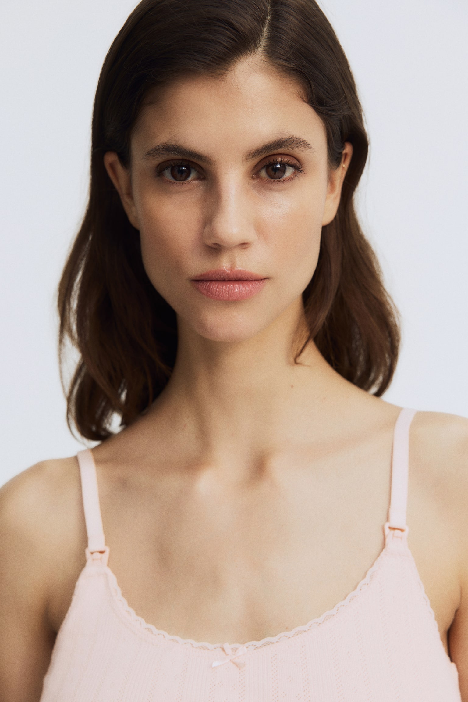 MAMA Top da allattamento traforato con spalline - Rosa cipria/Giallo pallido - 5