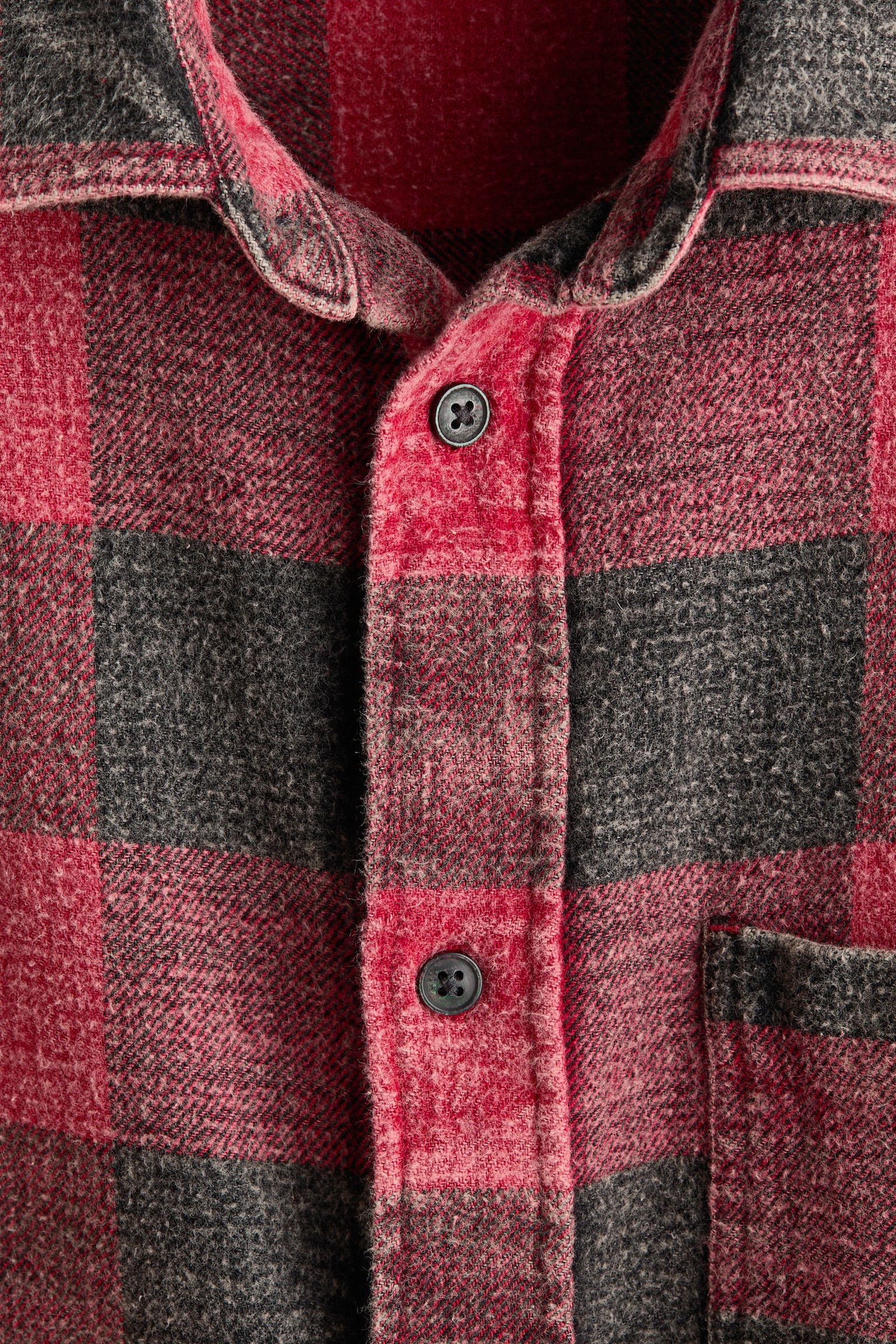Мужская рубашка H&M Relaxed-Fit Cotton, цвет: Красный / Клетчатый — фото 6