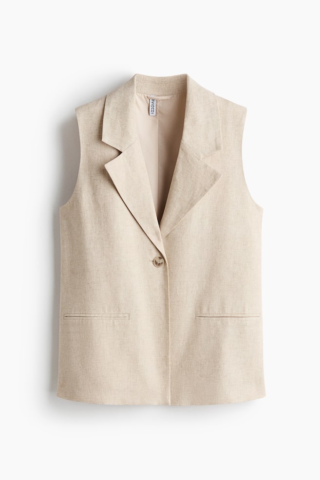 Linen-Blend Vest - Light beige - 1