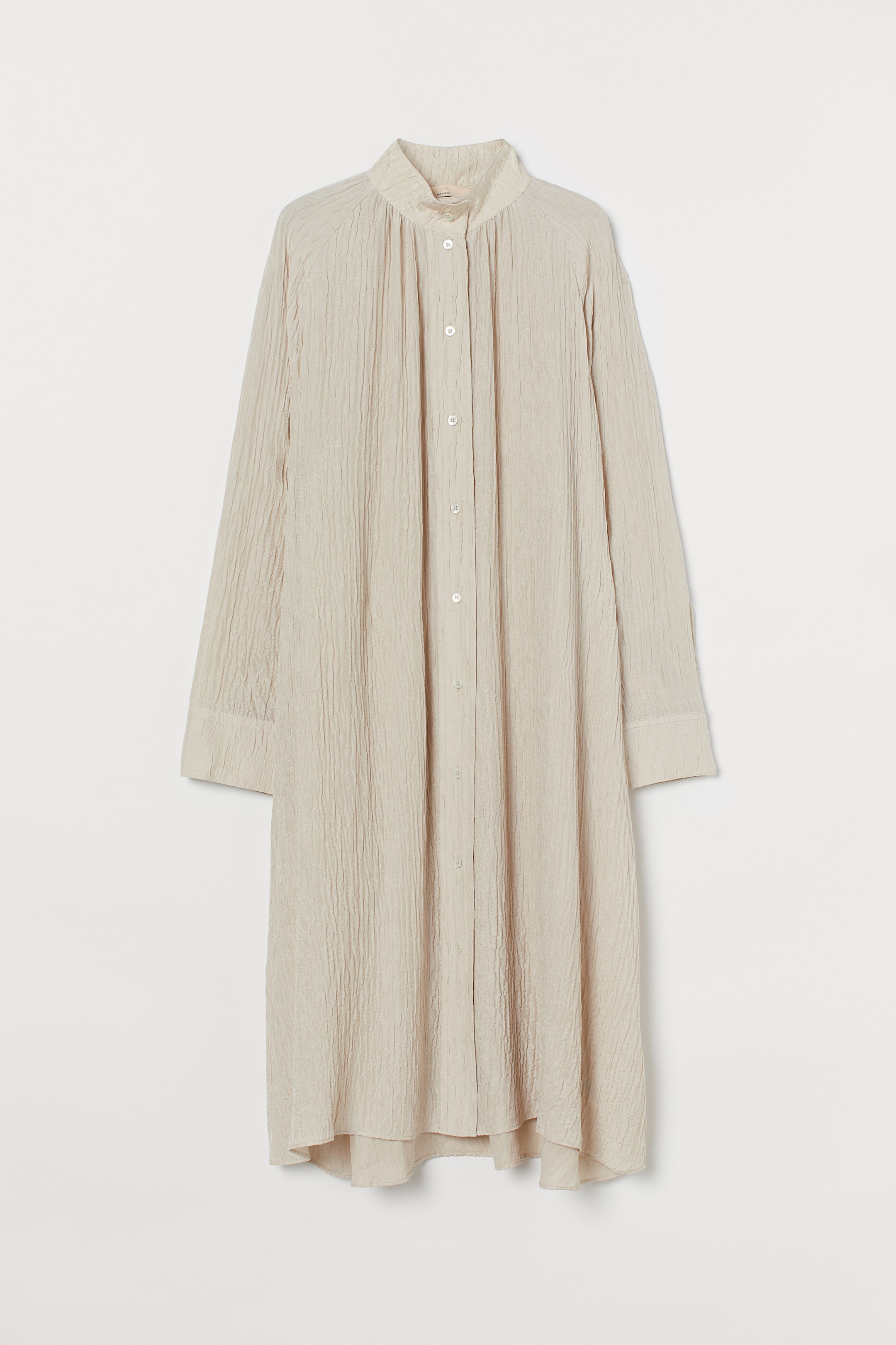 Silk-blend dress - Long sleeve - Midi - Light beige - Ladies | H&M GB