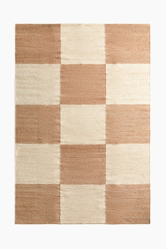 Alfombra grande de yute - Beige/Cuadros - 1