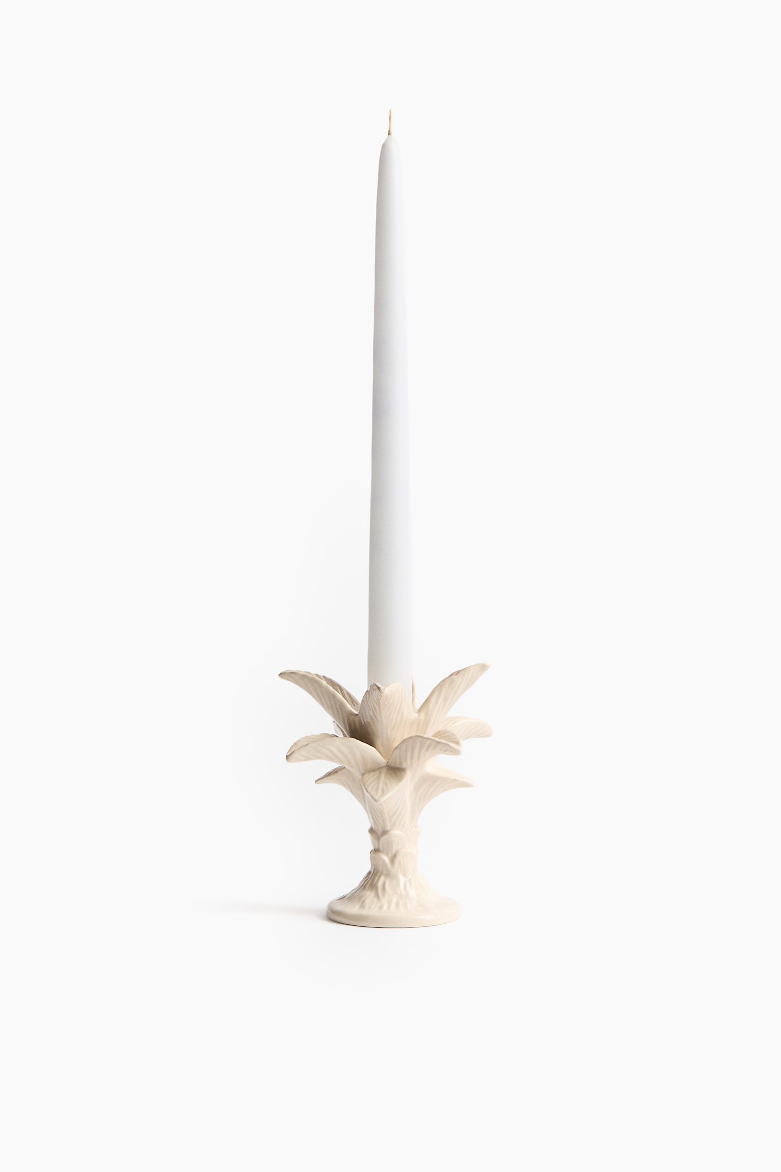Small palm tree candlestick - קרם - 1