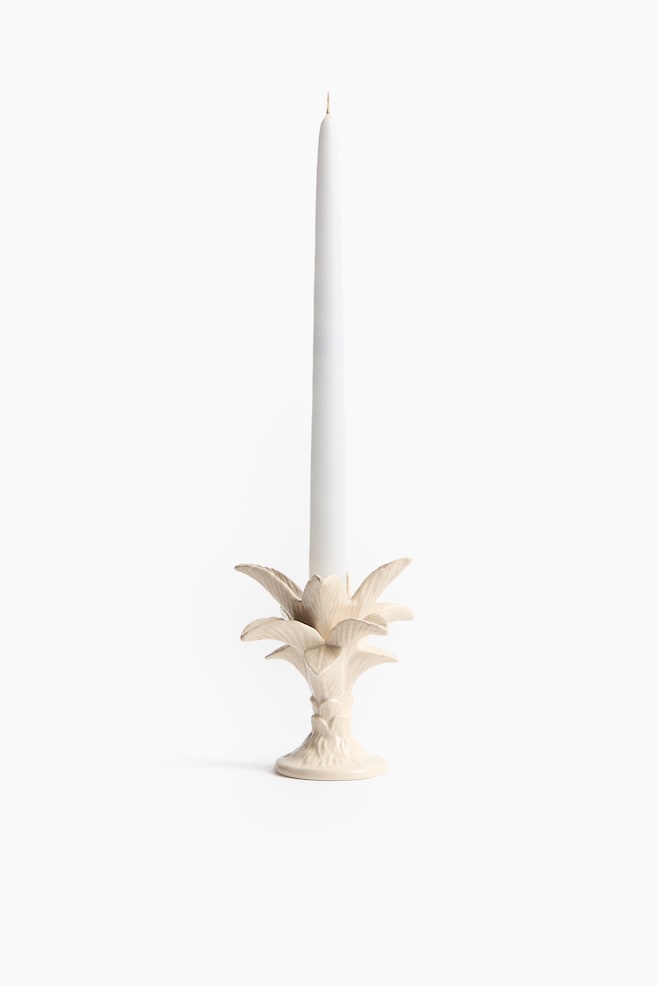 Small Palm Tree Candlestick - Cream - 1