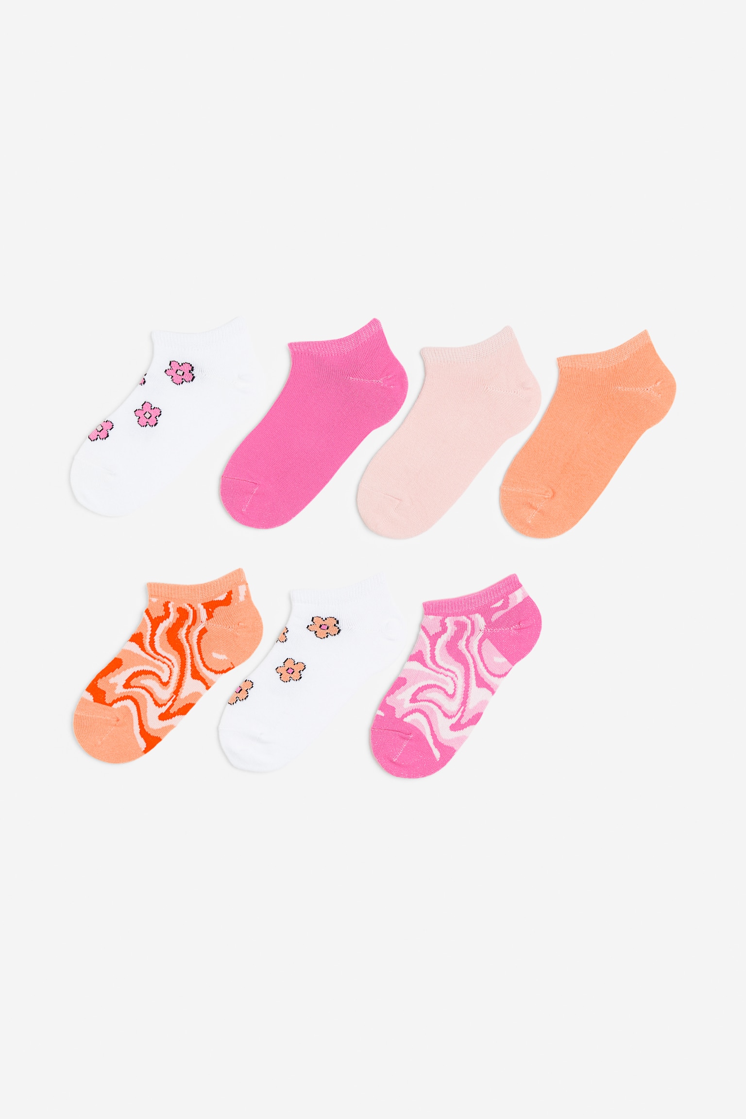 7-pack Sneaker Socks - Orange/Swirls/Dark grey/Spot/Beige/Leopard print/Red/Hearts/Turquoise/Yellow/White/Powder pink/Fruits/Light grey marle/Light pink/Pink/Tie dye - 1