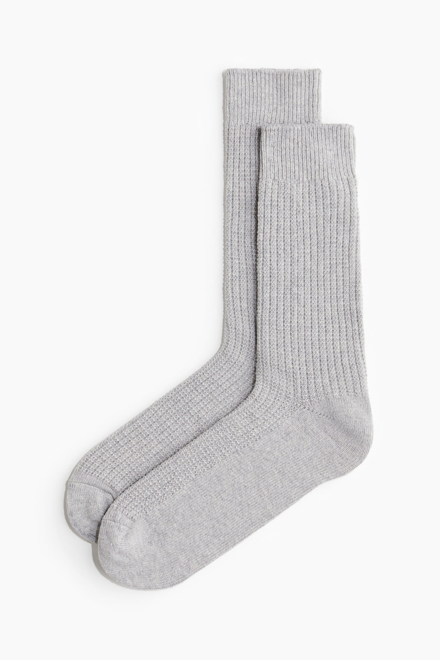 Waffled socks - Light grey marl/Navy blue/Cream/Dark grey - 1