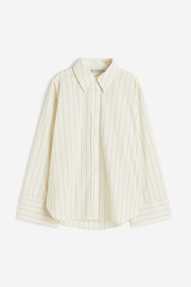 Oversized cotton shirt - Cream/Pinstriped/Blue/Striped - 2
