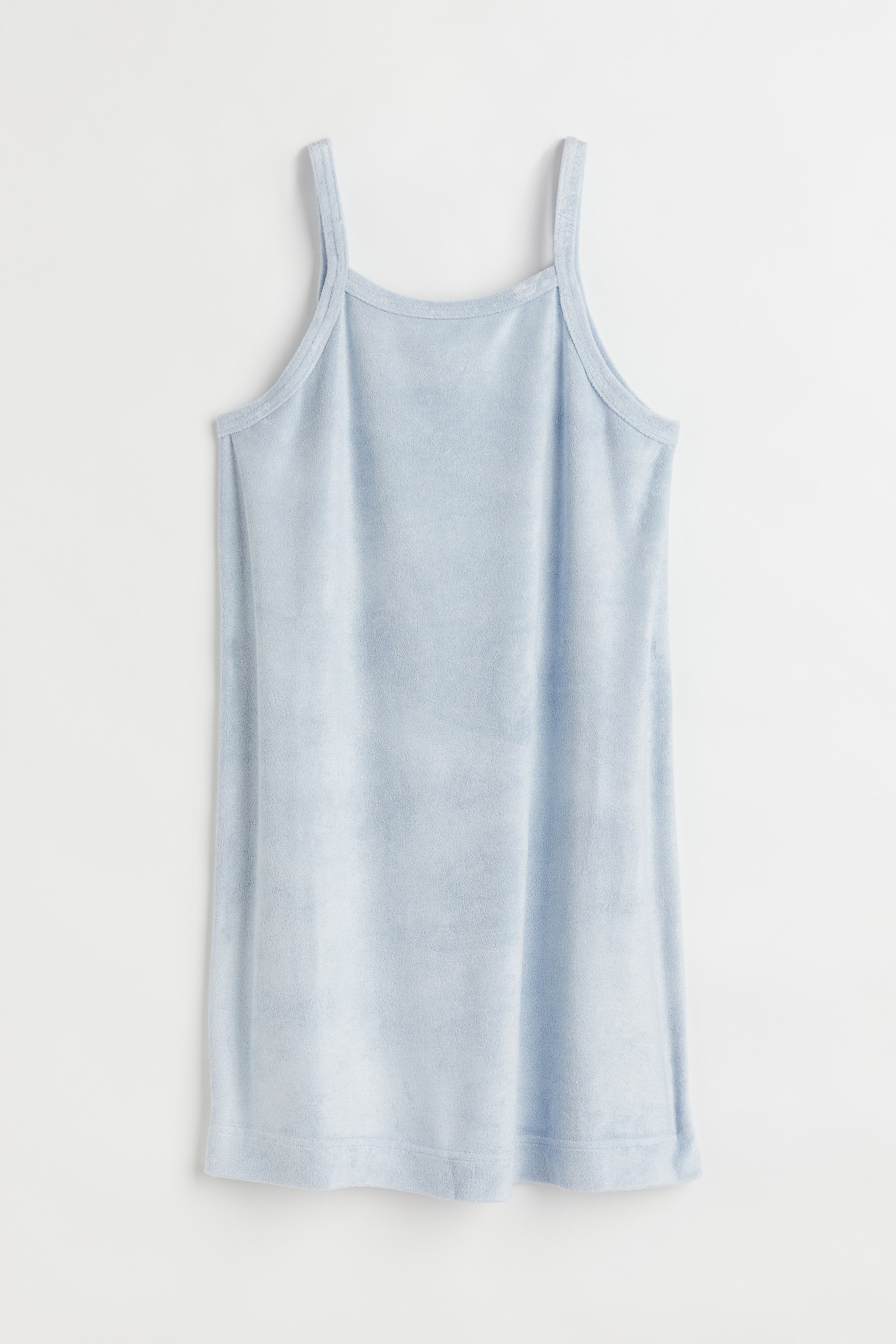 Terry mini dress - Deep neckline - Sleeveless - Light blue - Ladies | H&M GB 1