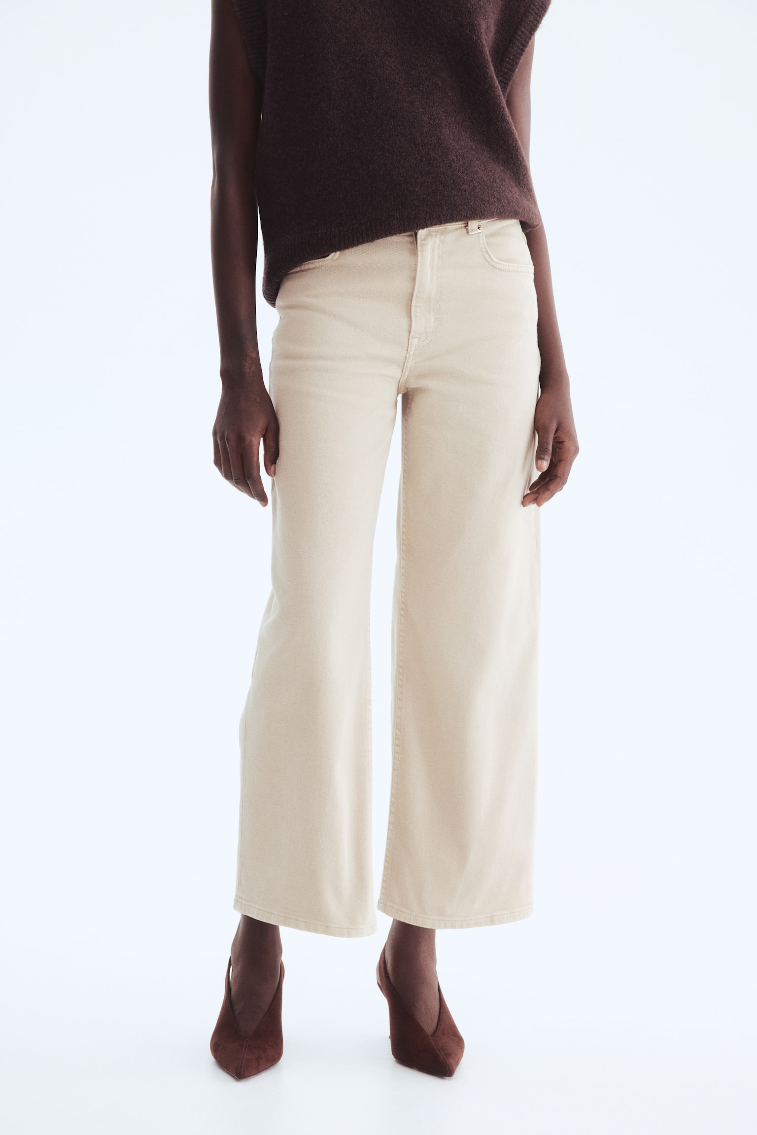 Wide High Waist Ankle Jeans - Beige/Denimblå/Vit/Mörk denimblå/Ljus denimblå - 3