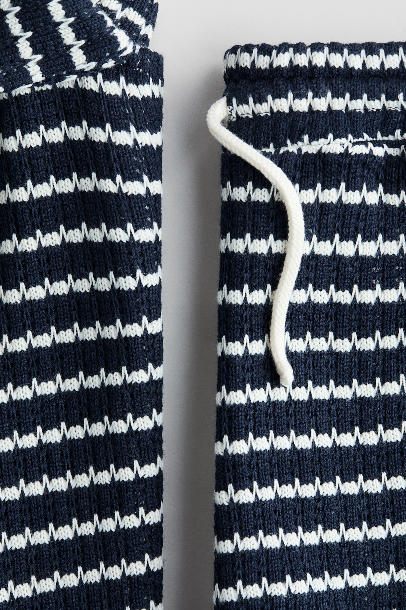 Детские комплекты H&M 2-Piece Pointelle-Knit Set, цвет: Тёмно-синий / Белый полосатый — фото 3