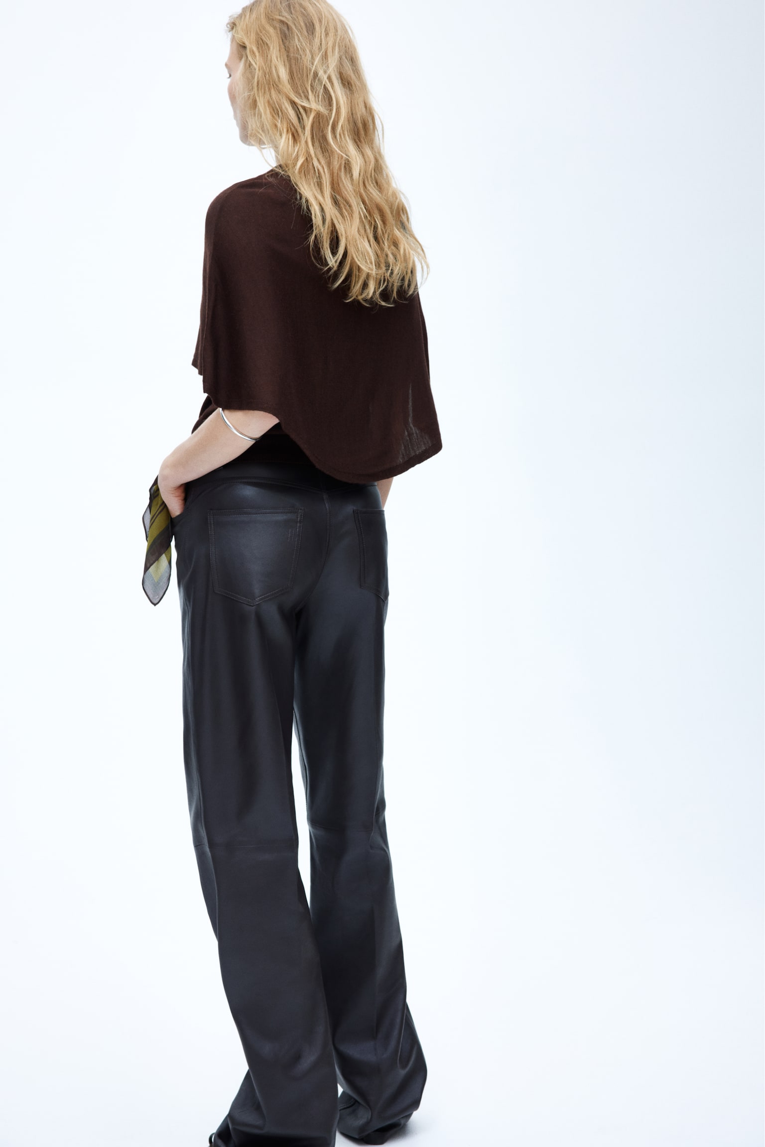 Fine-knit cape top - Dark brown - 3