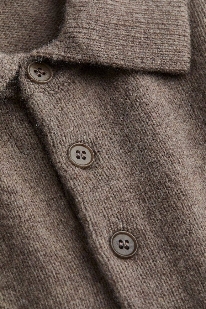 Polo in lana Regular Fit - Beige scuro/Blu scuro - 4
