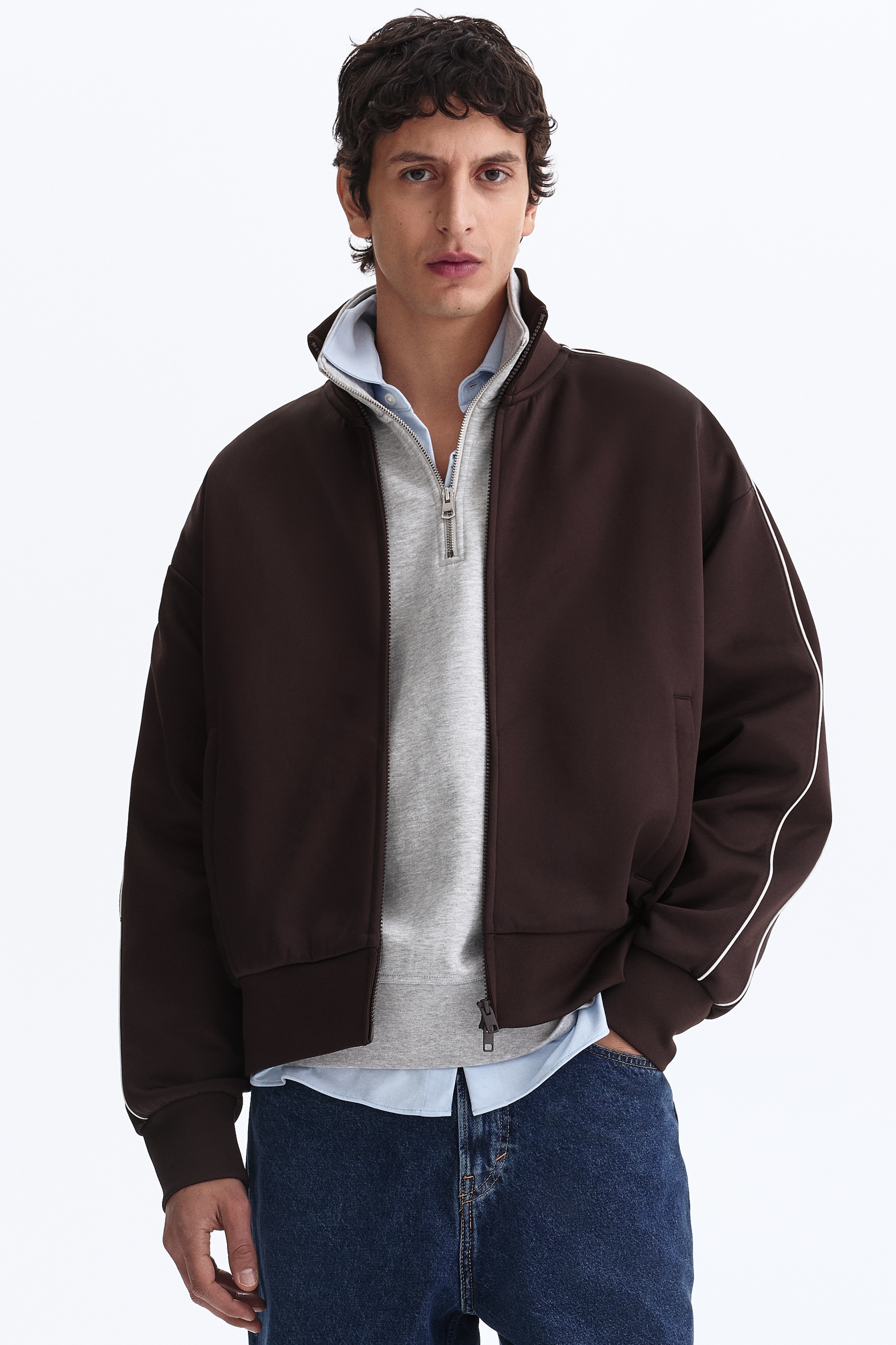 Loose Fit Track jacket - Dunkelbraun/Schwarz