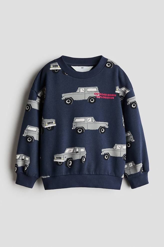 Printed Sweatshirt - Navy blue/cars/Black/Boo!/Cream/brown striped/Cream/NASA/Light dusty blue/dinosaurs/Cream/Monster Jump/Red/94/Charcoal gray/Dinosaur Crew/Cream/Sports Club - 1