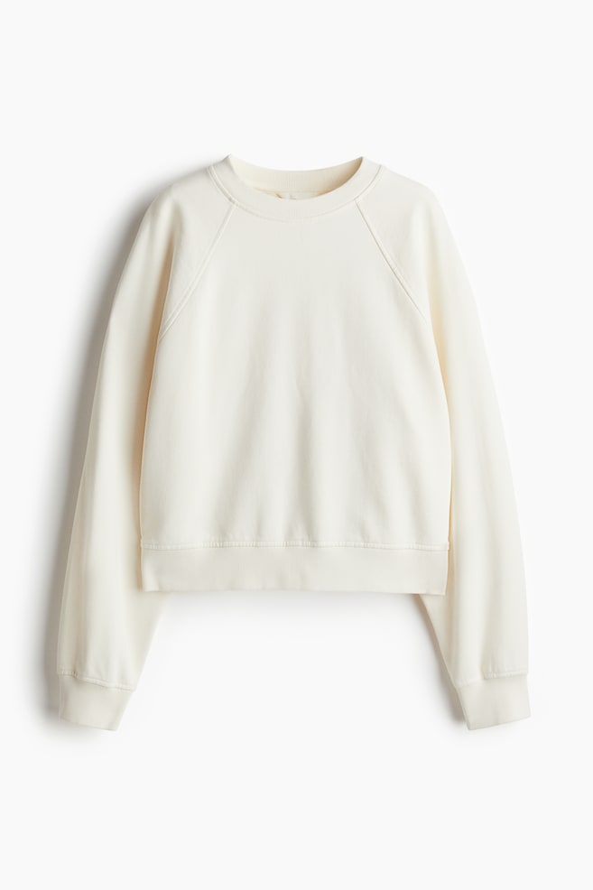Washed Cotton Sweatshirt - Cream - 1